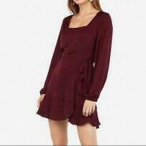 EXPRESS - Square Neck Ruffle Wrap Dress